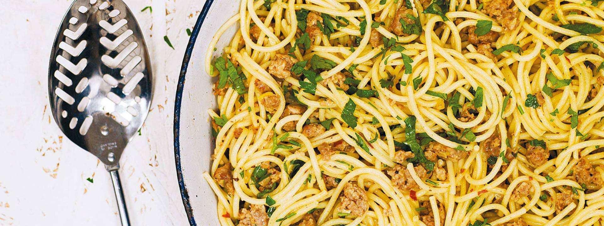 Cornish seaside sausage spaghetti