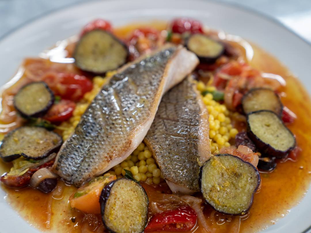 Sea Bass With Israeli Couscous From