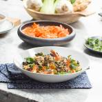 Sesame-Crusted Shrimp, Bok Choy Stir Fry, Kimchi Carrot Slaw, with Ginger Sauce » Gordon Ramsay.com