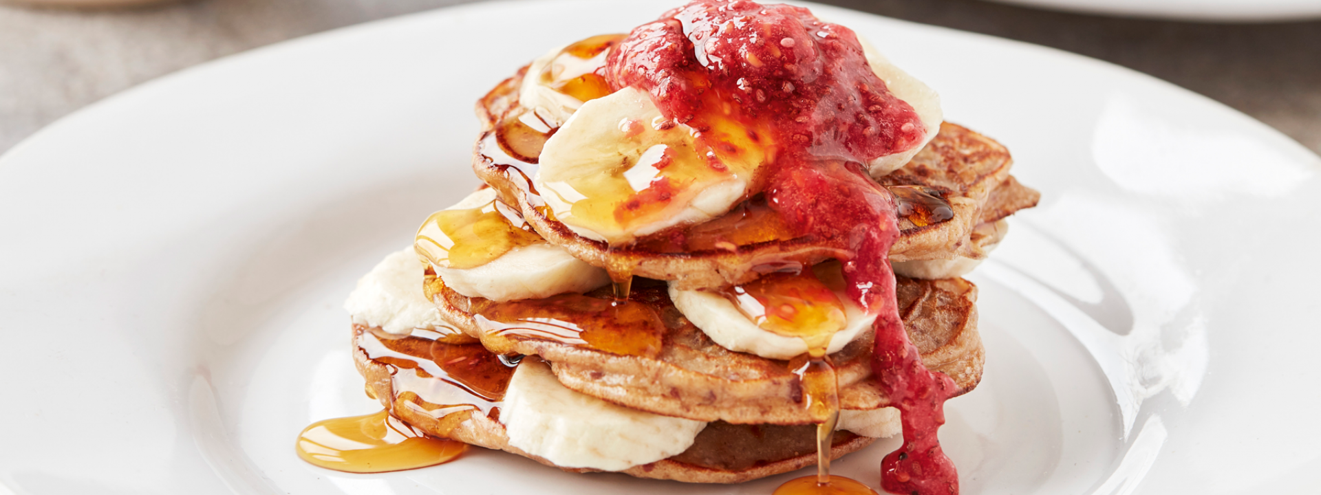 Peanut butter and raspberry jam pancakes